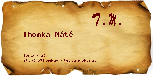 Thomka Máté névjegykártya